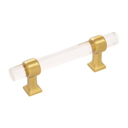 Hickory Hardware Crystal Palace Collection Pull 3 Inch Center to Center Crysacrylic with Brushed Golden Brass Finish HH075857-CABGB